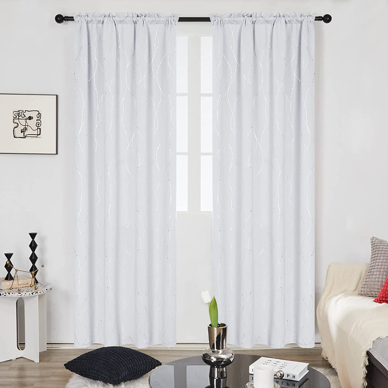Flurin Room Darkening Curtain Pair, Grayish White, 52" W x 54" L