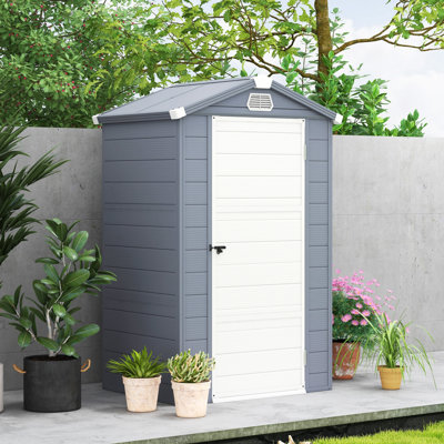 Anglique 4 x 3ft Plastic Shed with Foundation Kit, Vents Grey