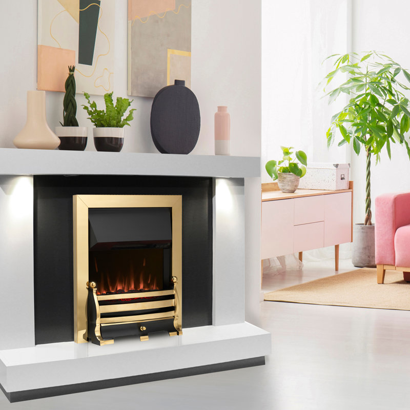 Ida Belfry Heating 49cm W Electric Inset Fire, Antique Brass