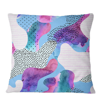 Coussin décoratif imprimé moderne Shapes In Mauve et Turquoise II
