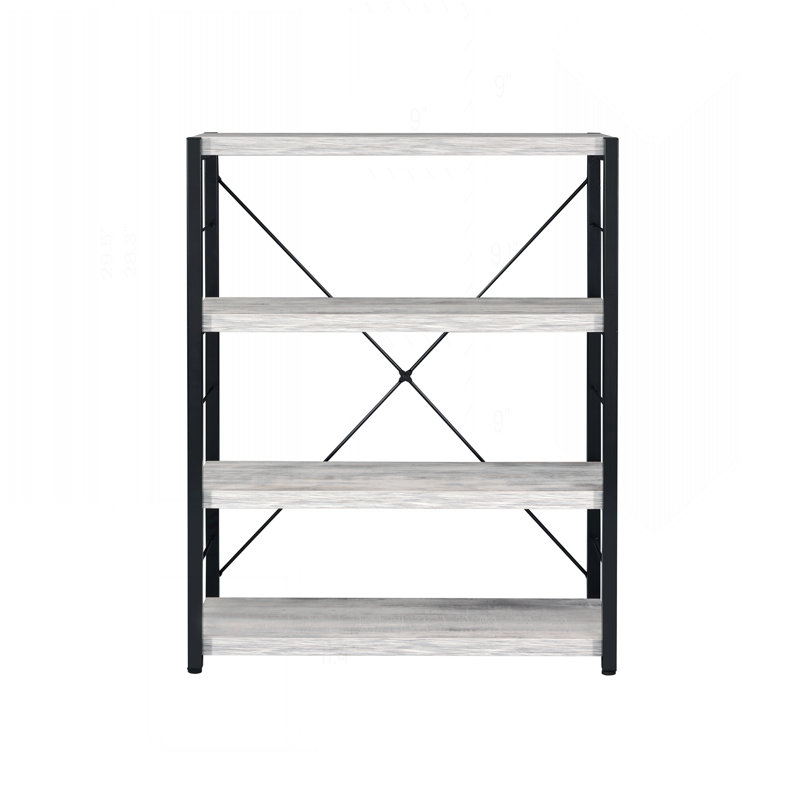 Versatile Freestanding Bookshelf with Faux Concrete Shelves and Metal Frame