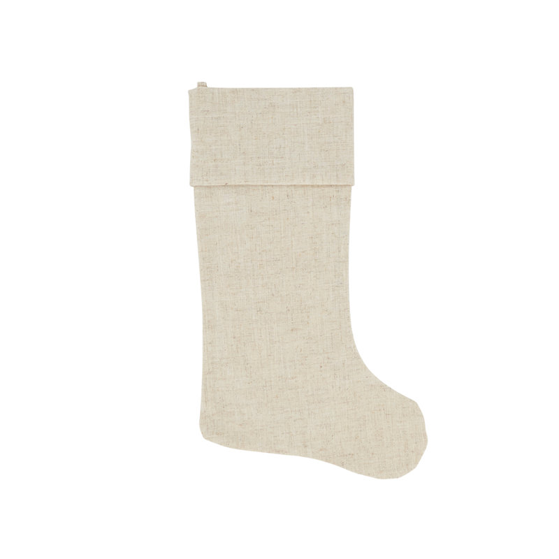Chaussette de Noël rustique en lin naturel 7 pi x L 15 po Rustic Holiday Décor, Natural