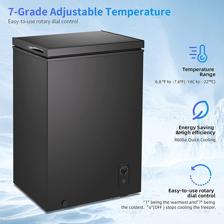 3.5 Cubic Feet Chest Freezer w/ 7-Grade Adjustable Temperature for Kitchen  White