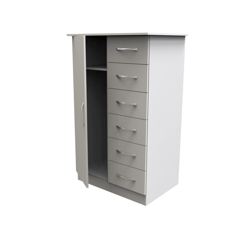 Dekyn 1 Door 5 Drawer Kids Robe in White Matt, White Matt