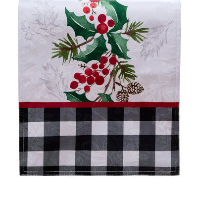 Kamesha Holly Charm Holiday Fabric Table Runner