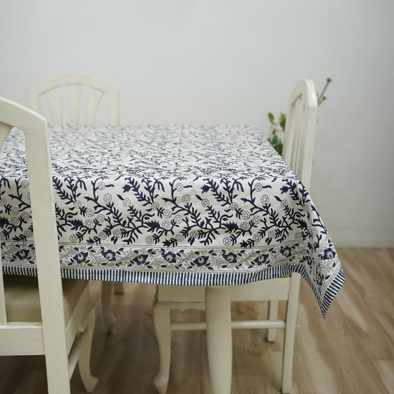 Handmade Block Print Table Cover – Elegant Dining Décor Shehjan (6 Seater), 60" Square