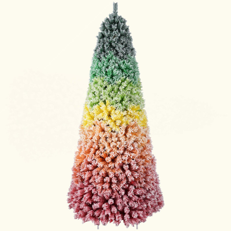 Arbre de Noël arc-en-ciel en PVC floqué avec 1326 pointes Rainbow, 6'