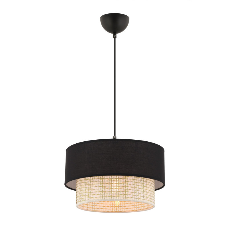 Élégant lustre en métal, finition crème et noire, 25,6 po x 25,6 po x 25,6 po | Certifié CE, douille E27 (60 W maximum) | Parfait pour la salle à manger et les espaces de vie, design élégant, capuchon en coton durable, hauteur totale: 25,6 pouces