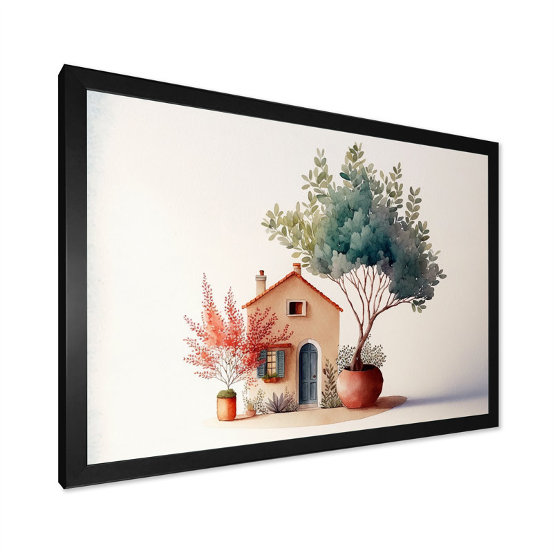 «Terracotta Country House», reproduction sur toile, H 30 po x l 40 po x P 1,5 po, Toile avec cadre photo noir