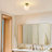 1-Light Modern Brass Flush Mount Ceiling Light with Ribbed Clear Glass Globe