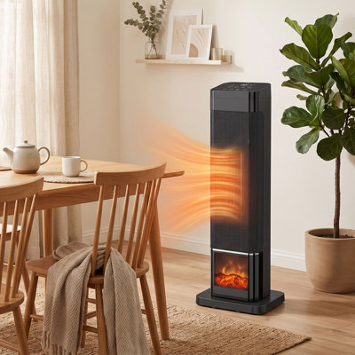 Chauffage d'appoint avec effet flamme réaliste, radiateur en céramique de 1500 W