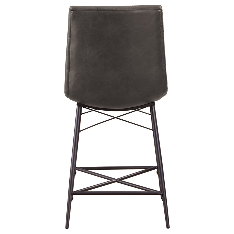 Tabourets de comptoir gris capitonnés (ensemble de 2), Noir, noir, noir, noir