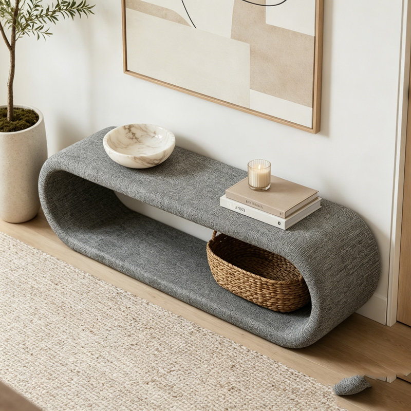 Banc rembourré en chenille de 52,17 po de largeur, Gris