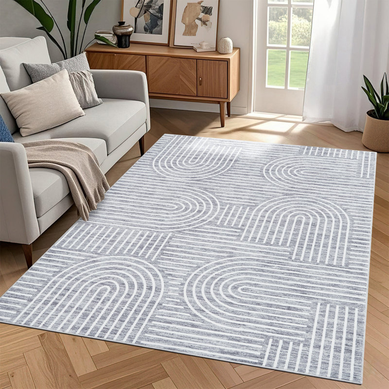 Rectangle Striped Area Rug, Ash, 160*230cm