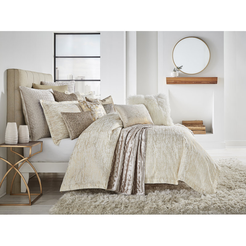 Ensemble de housse de couette 3 pièces Hovey Ivory, Housse de couette très grand + 2 taies décorativ