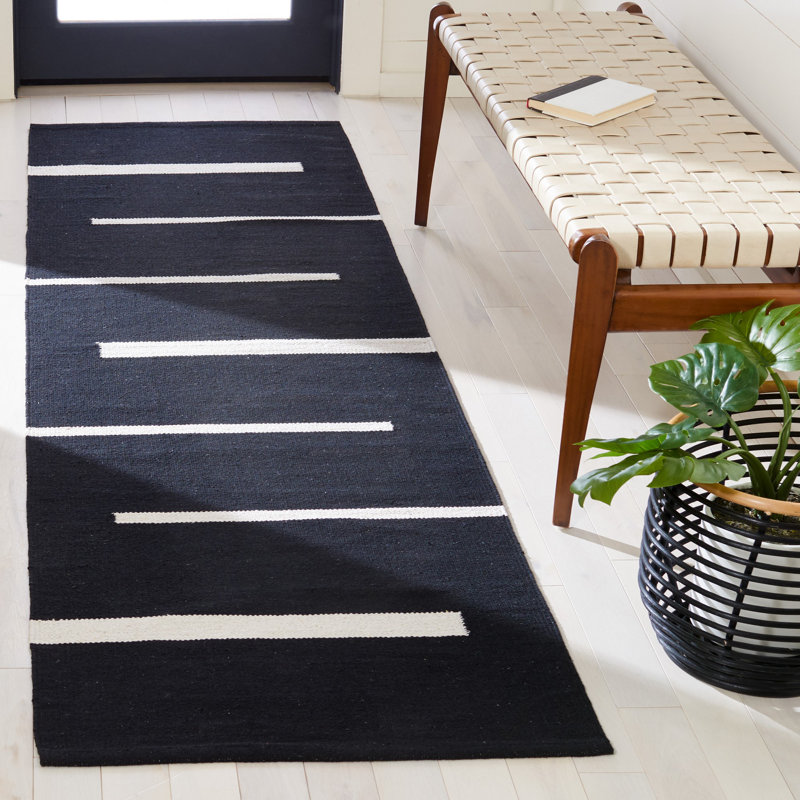 Tapis rayé en coton tissé à la main Estremera, Tapis de couloir 2 pi 3 po x 6 pi