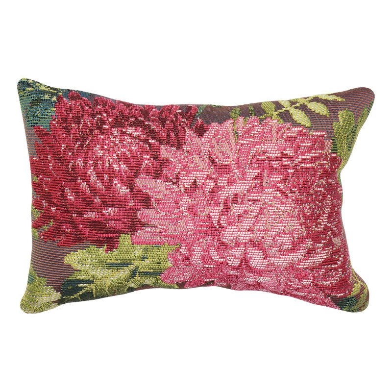 Floral Outdoor Throw Pillow, Rectangular, Blue/Red