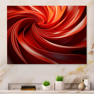 Orange et rouge abstrait spirale Dreamscape II - spirales abstraites en métal