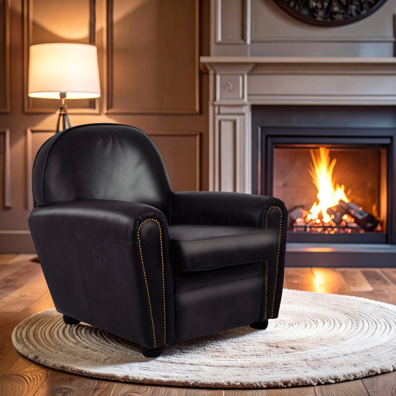 Elliana Leather Armchair, Black