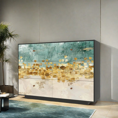 Armoire de luxe en bois massif à 6 tiroirs pour le salon