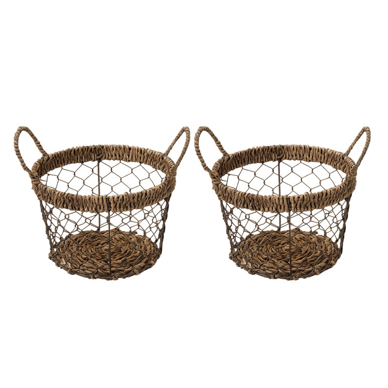 Large Basket With Handles - 2 Piece Set - 11 1/2" X 7 1/2"