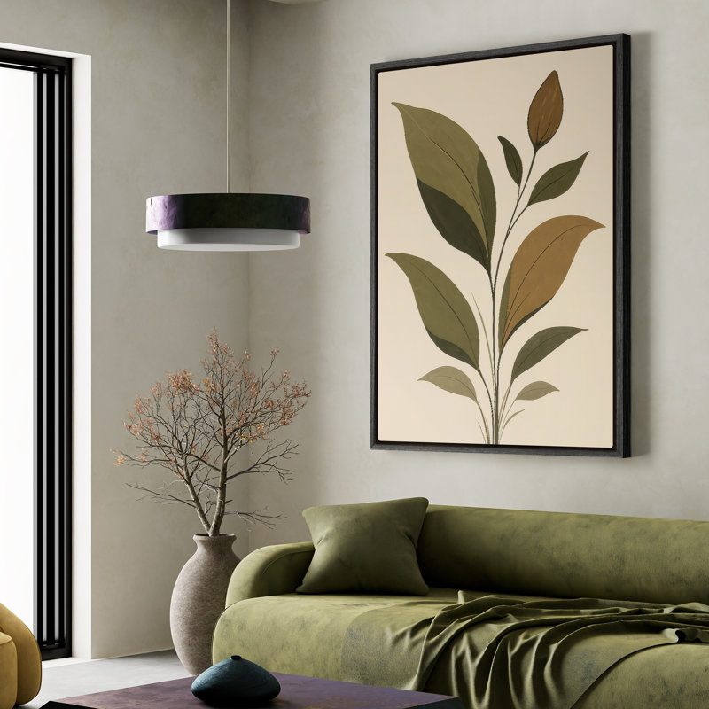 Art mural sur toile encadrée, feuilles, impressions murales décoratives pour chambre à coucher - 16 po x 24 po, Noir