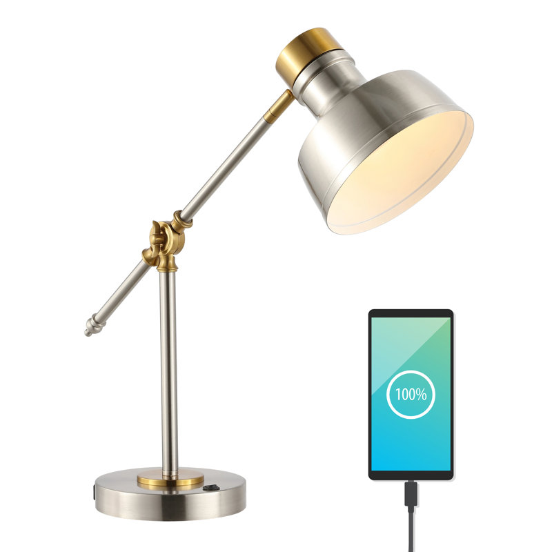 Lampe de bureau Knollwood, Nickel, Nickel / laiton doré