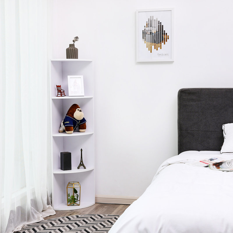 Galaviz 129.5cm H x 30cm W Corner Bookcase, White