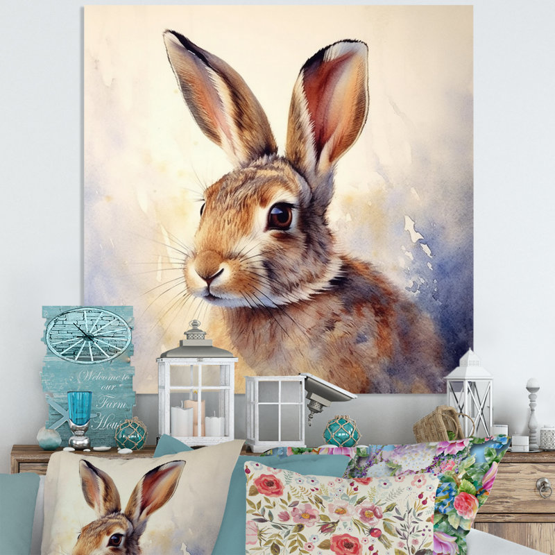 Sweet Rabbit I - reproduction d'animaux sur métal, H 16 po x l 16 po x P 1 po