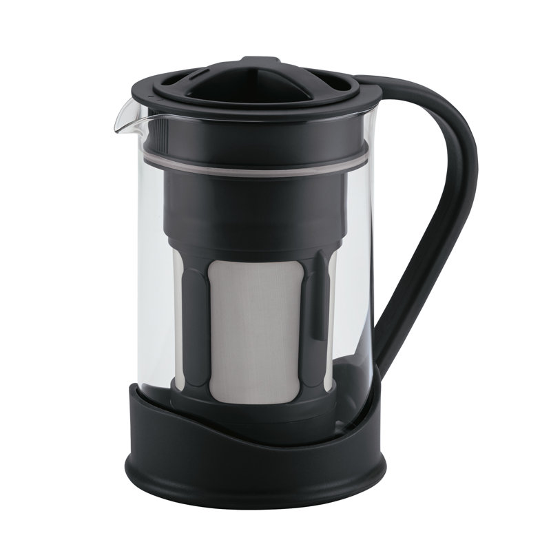 Black Glass Cold Brew Coffee Maker with Stainless Steel Filter