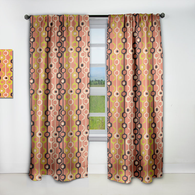 Panneau de rideau simple occultant rétro Mid-Century, L 52 po x L 108 po