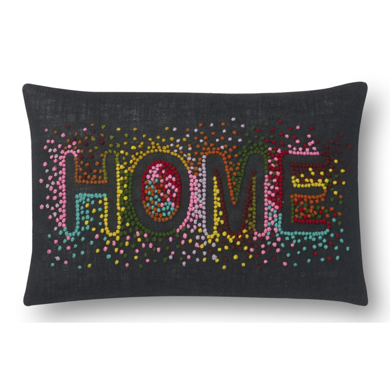Embroidered Cotton Throw Pillow, Down/Feather