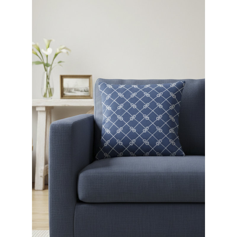 Printed Pillows Linen Geometric Accent Pillow, Blue, Square 26", Down Blend
