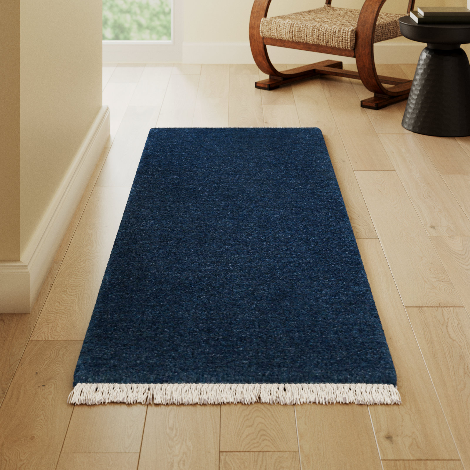 Clio Hand-Loomed Cream Wool Rug, Runner 2'6" x 8'