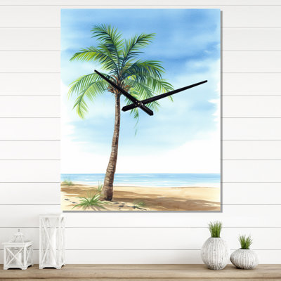 Palm Tree At The Beach Resort II - Nautical & Beach Modern Wall Clock