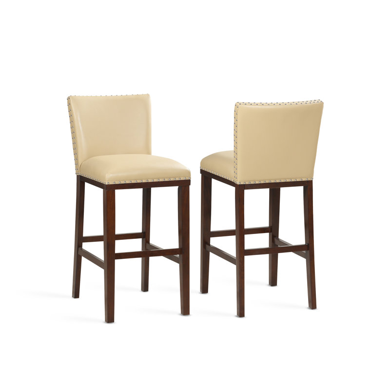 Arkadian Upholstered Counter Stool with Solid Wood Frame, Black, Bar Stool (30" Seat Height)