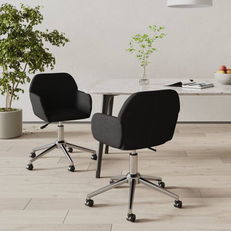 Chaise d'appoint pivotante Dettrick pour tissu de salon de bureau, Noir