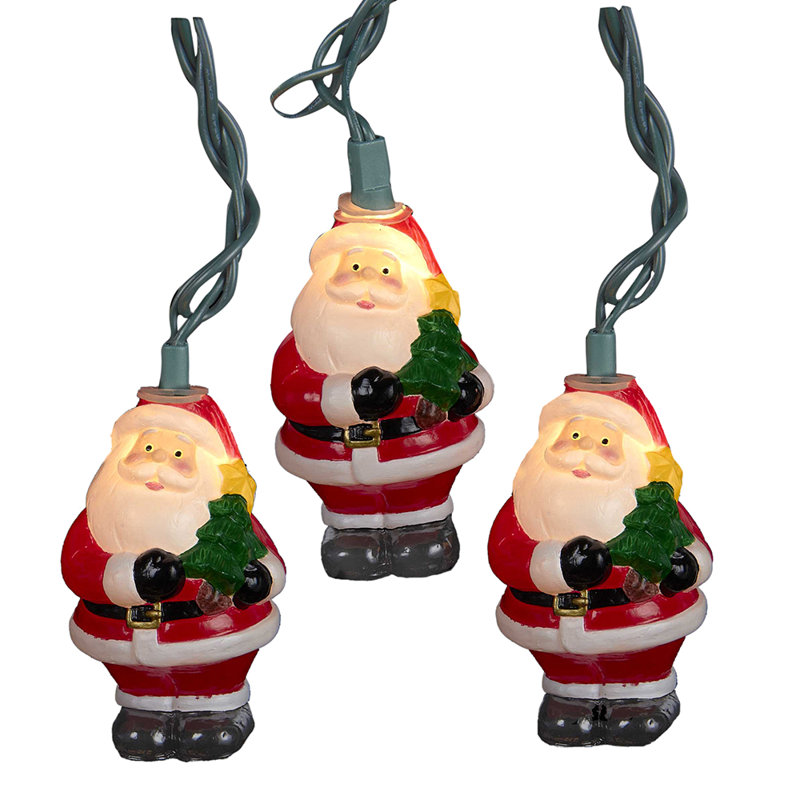 Kurt Adler Indoor/Outdoor UL 10-Light Santa Claus with Tree Light Set, 9ft