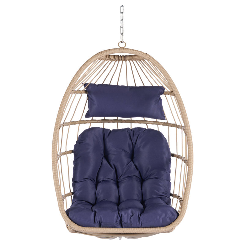 Fauteuil œuf simple avec support Cailynne, Bleu