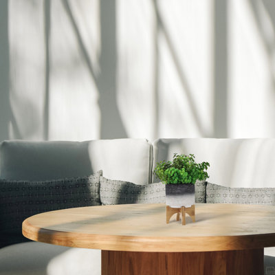Pot à fleurs en céramique sur support en bois 5 po