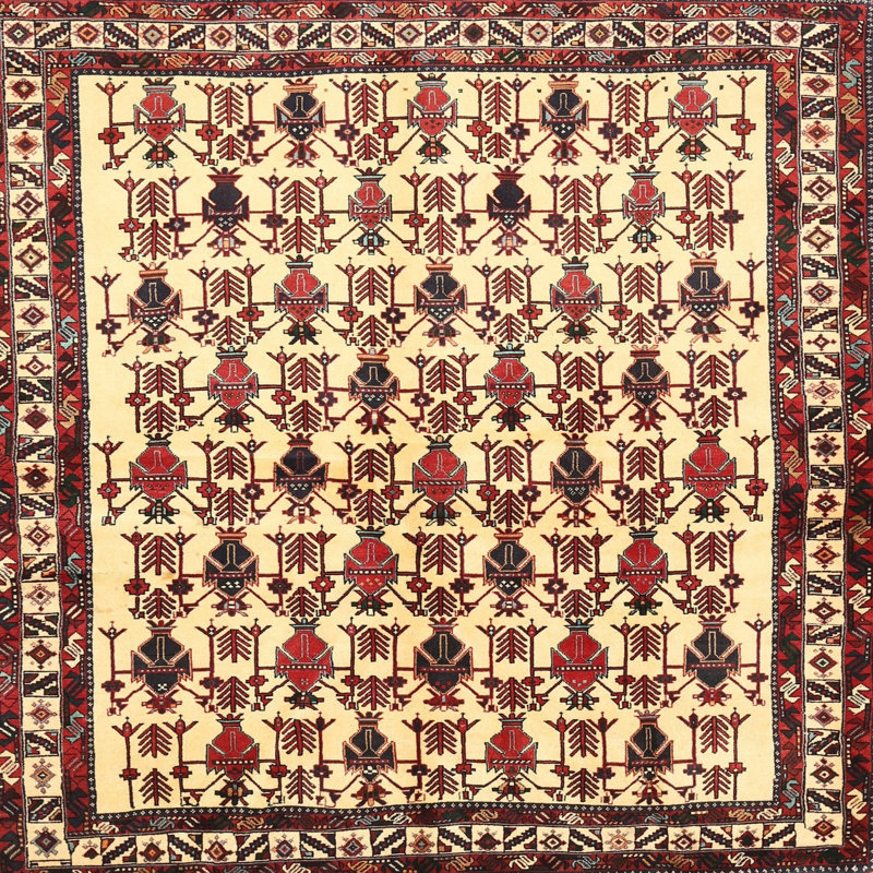 Tapis Zirke Mehroon / noir / bleu, Rond 6 pi