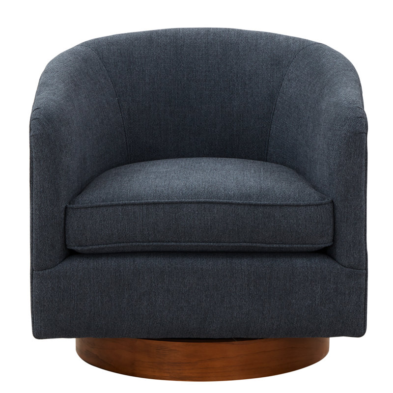 Chaise bleue avec chenille et base pivotante brune à 360 degrés, sans assemblage de tissu, Bleu