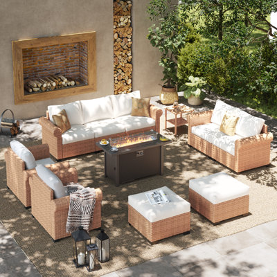 8-piece Outdoor Seating Group With Fire Pit