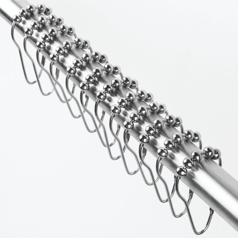 Polished Chrome Shower Curtain Roller Hooks Set of 12