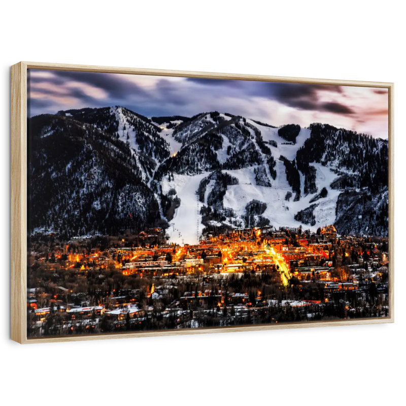 Aspen la nuit, Cadre flottant en bois naturel, 40 po x 27 po