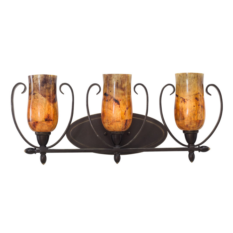 Éclairage pour salle de bain 3 lumières Mateo, Coquillage, Bronze héritage