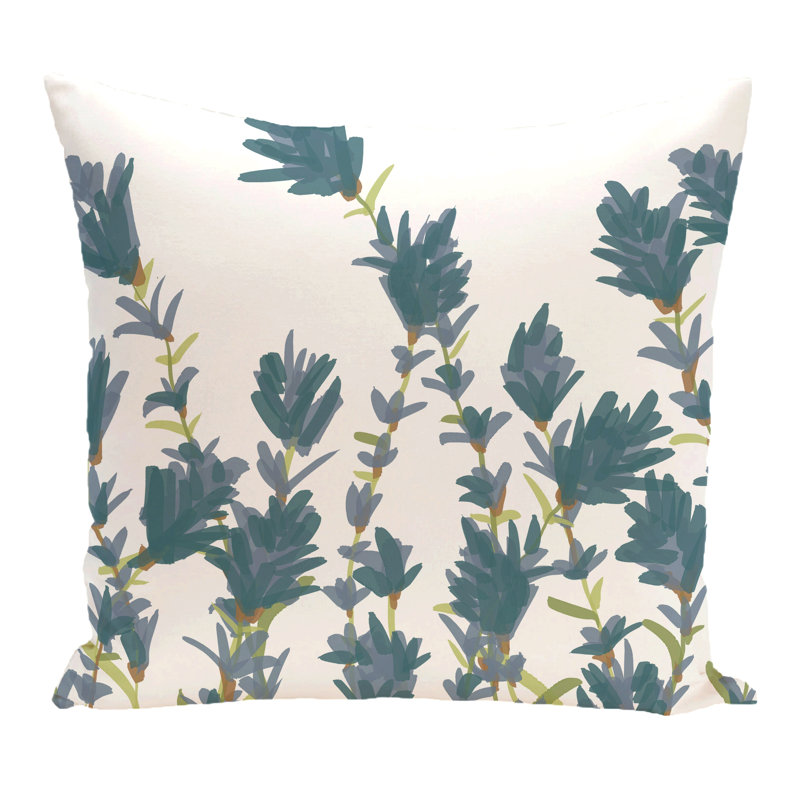 Botanical Blooms Floral Outdoor Reversible Throw Pillow, 18" H x 18" W, Blue