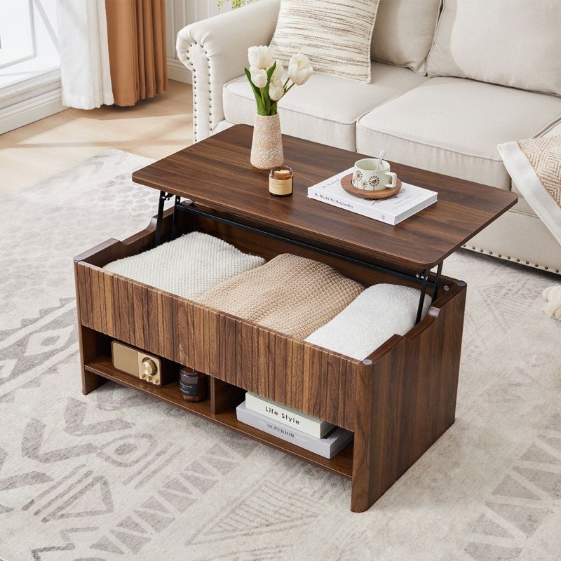 Table basse à plateau relevable 35,4 po, Brun
