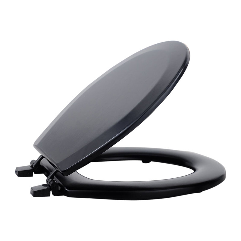 Fantasia Woven Trends Wood Toilet Seat for Bathroom with Lid Set, Black, 17" Standard
