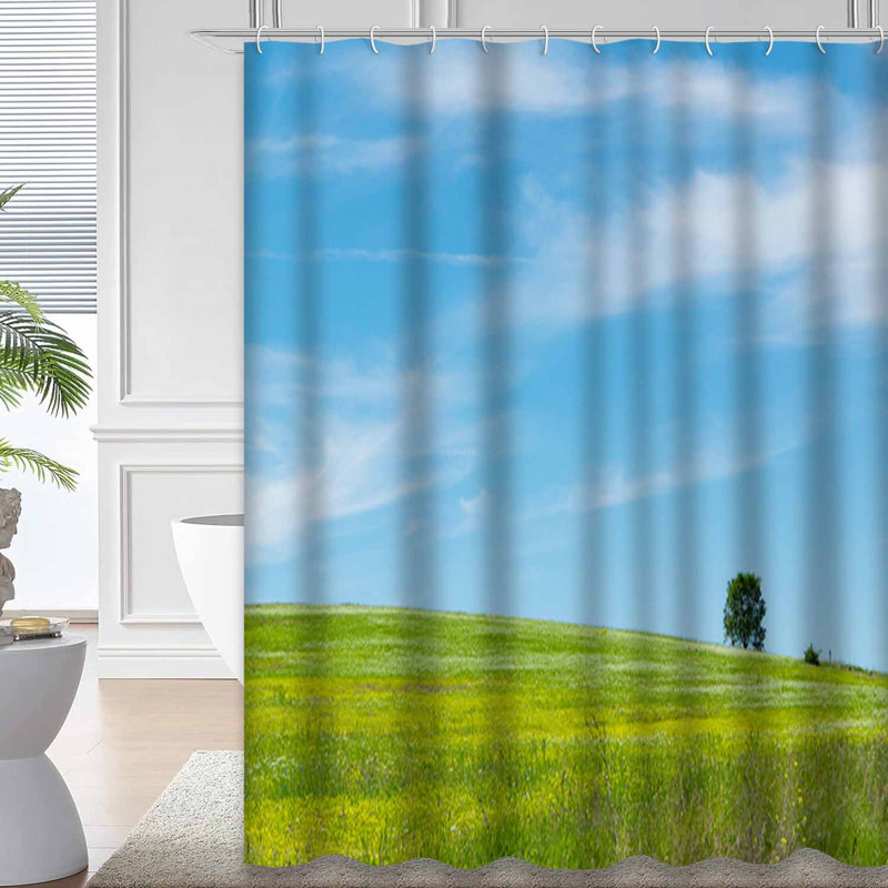 Rideau de douche bleu imperméable, rideaux de douche pour la salle de bain avec 12 crochets, 72" L x 72" W
